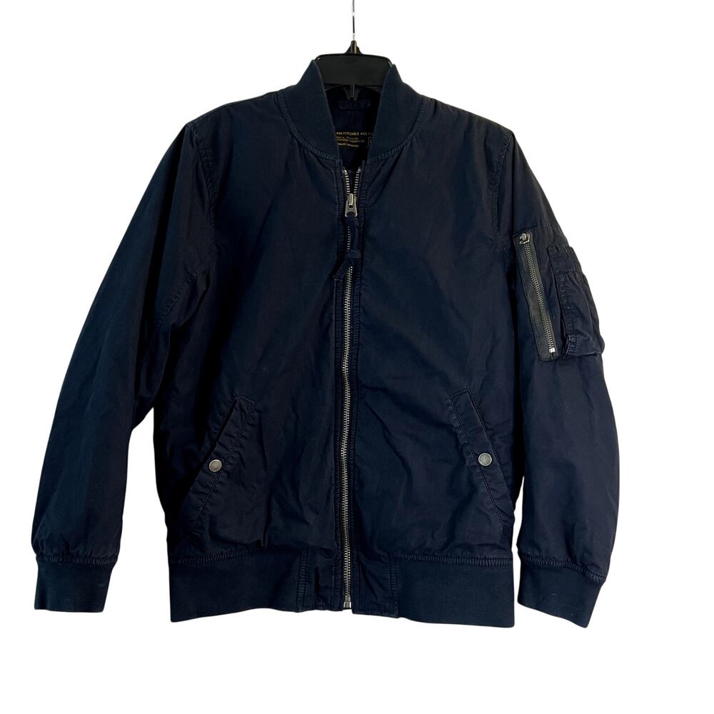 Abercrombie and Fitch Men's short collar full zipper bomber jacket size XS navy